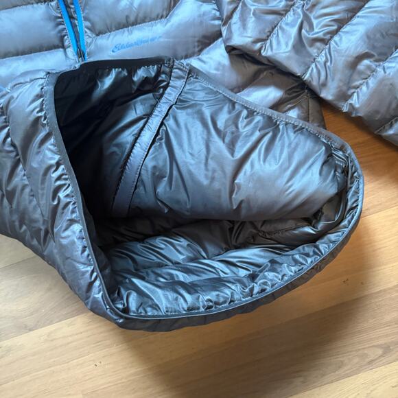 Men's Eddie Bauer Ascent Silver Blue Downlight StormDown Puffer Jacket Sz Medium - Picture 7 of 11